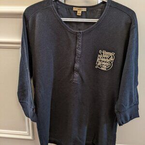 Burberry men's large 3/4 sleeve navy blue shirt
